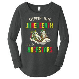 Stepping Into Juneteenth Like My Ancestors Happy Juneteenth Women's Perfect Tri Tunic Long Sleeve Shirt