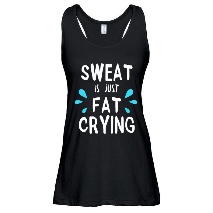 Sweat Is Just Fat Crying Funny Workout Gym Tees Ladies Essential Flowy Tank