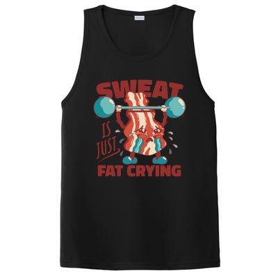 Sweat Is Just Fat Crying Funny Bacon Lifting Weights Gift PosiCharge Competitor Tank