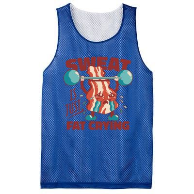 Sweat Is Just Fat Crying Funny Bacon Lifting Weights Gift Mesh Reversible Basketball Jersey Tank