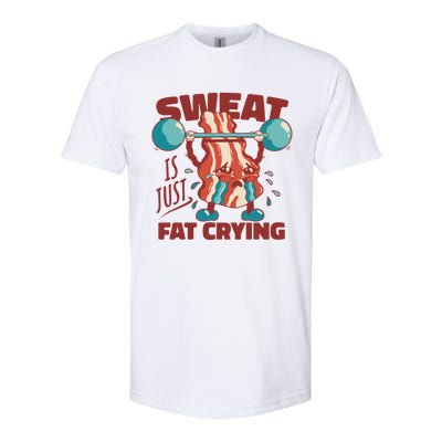 Sweat Is Just Fat Crying Funny Bacon Lifting Weights Gift Softstyle® CVC T-Shirt