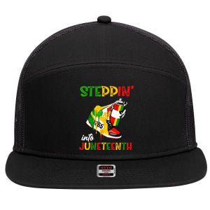 Stepping Into Juneteenth 1865 pride black African American 7 Panel Mesh Trucker Snapback Hat