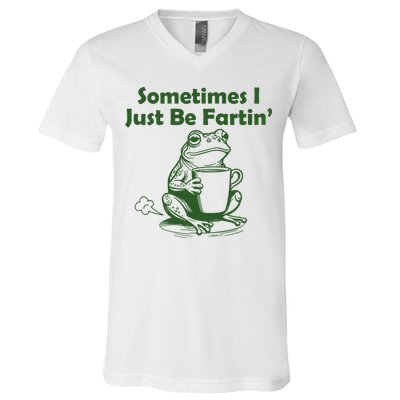 Sometimes I Just Be Fartin Funny Frog V-Neck T-Shirt