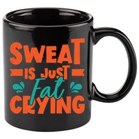 Sweat Is Just Fat Crying Gym Fitness Lifting Weights Funny Gift 11oz C Handle Ceramic Mug