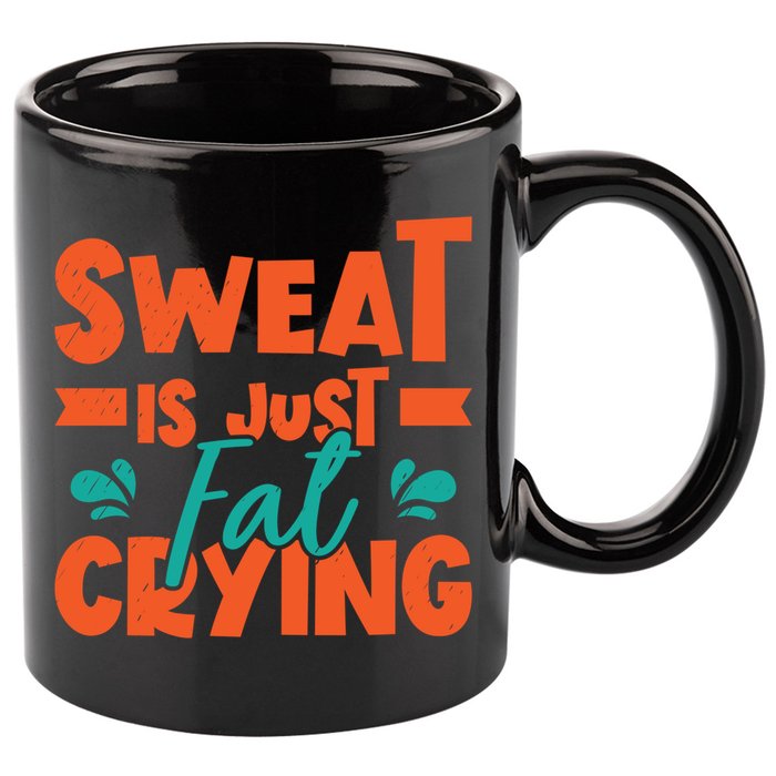 Sweat Is Just Fat Crying Gym Fitness Lifting Weights Funny Gift 11oz C Handle Ceramic Mug
