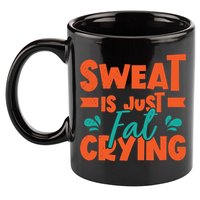 Sweat Is Just Fat Crying Gym Fitness Lifting Weights Funny Gift 11oz C Handle Ceramic Mug
