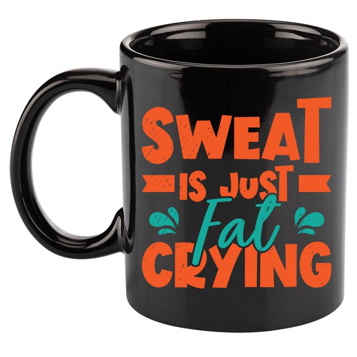 Sweat Is Just Fat Crying Gym Fitness Lifting Weights Funny Gift 11oz C Handle Ceramic Mug
