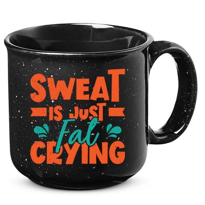 Sweat Is Just Fat Crying Gym Fitness Lifting Weights Funny Gift 15oz Campfire Ceramic Mug