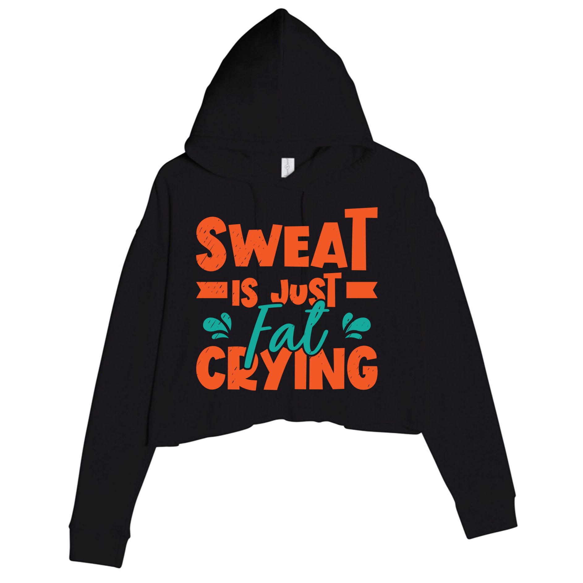 Sweat Is Just Fat Crying Gym Fitness Lifting Weights Funny Gift Crop Fleece Hoodie