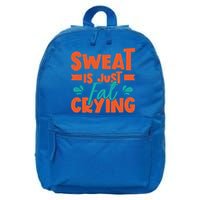 Sweat Is Just Fat Crying Gym Fitness Lifting Weights Funny Gift 16 in Basic Backpack