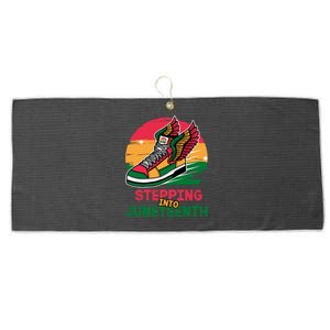 Stepping Into Junenth Like My Ancestors Shoes Black Great Gift Large Microfiber Waffle Golf Towel