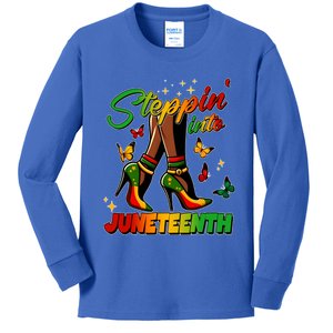 Stepping Into Junenth Like My Ancestors Shoes Black Great Gift Kids Long Sleeve Shirt