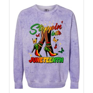 Stepping Into Junenth Like My Ancestors Shoes Black Cool Gift Colorblast Crewneck Sweatshirt