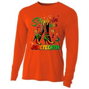 Stepping Into Junenth Like My Ancestors Shoes Black Cool Gift Cooling Performance Long Sleeve Crew