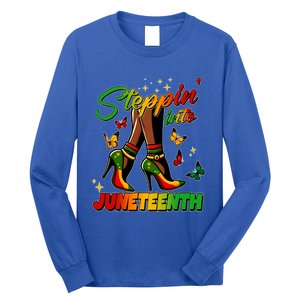 Stepping Into Junenth Like My Ancestors Shoes Black Cool Gift Long Sleeve Shirt