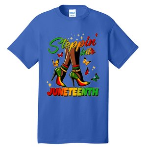 Stepping Into Junenth Like My Ancestors Shoes Black Cool Gift Tall T-Shirt