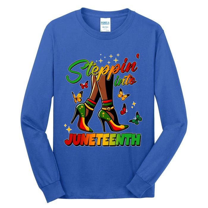 Stepping Into Junenth Like My Ancestors Shoes Black Cool Gift Tall Long Sleeve T-Shirt