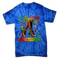 Stepping Into Junenth Like My Ancestors Shoes Black Cool Gift Tie-Dye T-Shirt