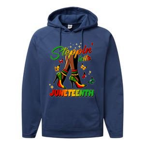 Stepping Into Junenth Like My Ancestors Shoes Black Cool Gift Performance Fleece Hoodie