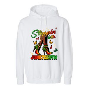 Stepping Into Junenth Like My Ancestors Shoes Black Cool Gift Garment-Dyed Fleece Hoodie