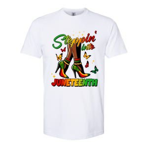 Stepping Into Junenth Like My Ancestors Shoes Black Cool Gift Softstyle CVC T-Shirt