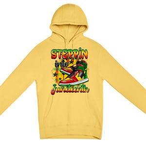 Stepping Into Junenth Like My Ancestors Shoes Black Gift Premium Pullover Hoodie