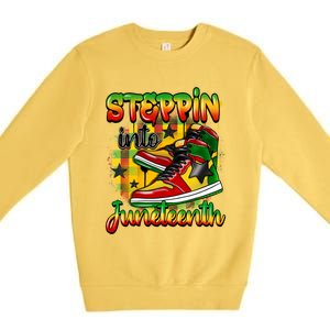 Stepping Into Junenth Like My Ancestors Shoes Black Gift Premium Crewneck Sweatshirt