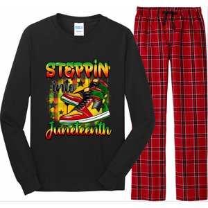 Stepping Into Junenth Like My Ancestors Shoes Black Gift Long Sleeve Pajama Set