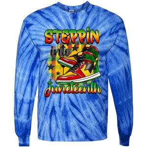 Stepping Into Junenth Like My Ancestors Shoes Black Gift Tie-Dye Long Sleeve Shirt