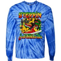 Stepping Into Junenth Like My Ancestors Shoes Black Gift Tie-Dye Long Sleeve Shirt