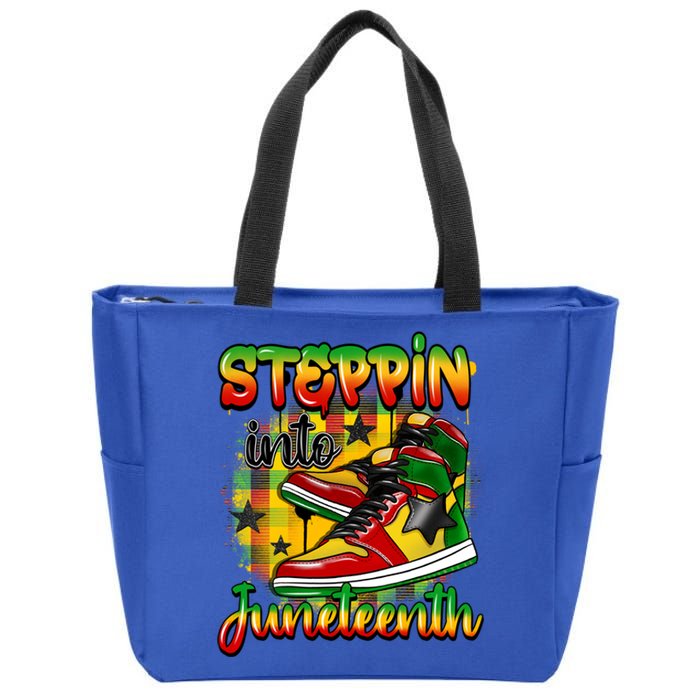 Stepping Into Junenth Like My Ancestors Shoes Black Gift Zip Tote Bag