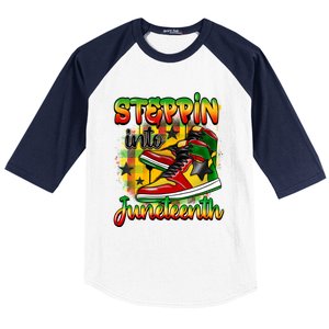 Stepping Into Junenth Like My Ancestors Shoes Black Gift Baseball Sleeve Shirt