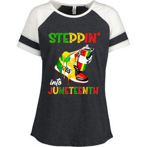 Stepping Into Juneteenth 1865 Pride Black African American Enza Ladies Jersey Colorblock Tee