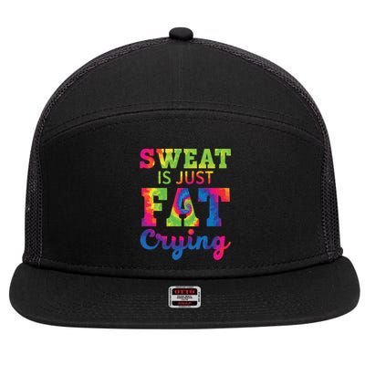 Sweat Is Just Fat Crying Trainer Weightlifting Gym Fitness Gift 7 Panel Mesh Trucker Snapback Hat