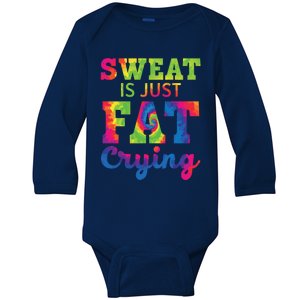 Sweat Is Just Fat Crying Trainer Weightlifting Gym Fitness Gift Baby Long Sleeve Bodysuit