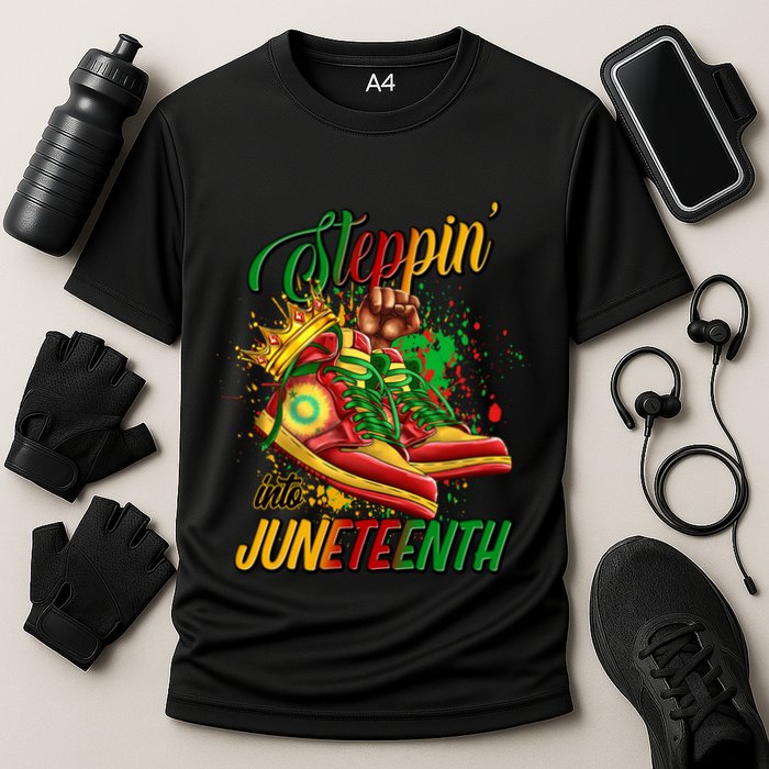 Stepping Into Junenth Like My Ancestors Shoes Great Gift Cooling Performance Crew T-Shirt
