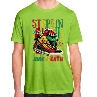 Stepping Into Juneteenth Afro Woman Black Sneakers Adult ChromaSoft Performance T-Shirt