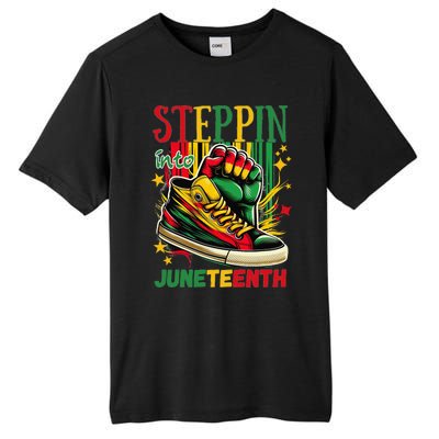 Stepping Into Juneteenth Afro Woman Black Sneakers Tall Fusion ChromaSoft Performance T-Shirt