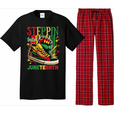 Stepping Into Juneteenth Afro Woman Black Sneakers Pajama Set