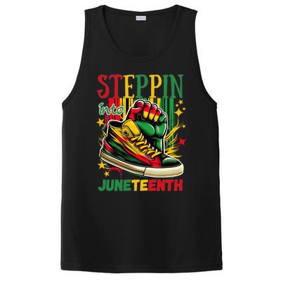 Stepping Into Juneteenth Afro Woman Black Sneakers PosiCharge Competitor Tank