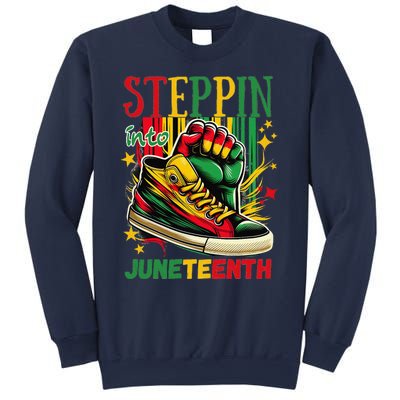 Stepping Into Juneteenth Afro Woman Black Sneakers Sweatshirt