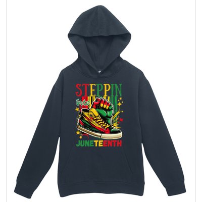 Stepping Into Juneteenth Afro Woman Black Sneakers Urban Pullover Hoodie