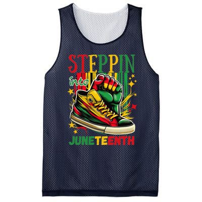 Stepping Into Juneteenth Afro Woman Black Sneakers Mesh Reversible Basketball Jersey Tank