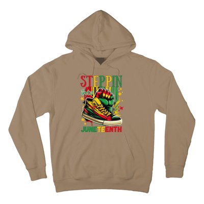 Stepping Into Juneteenth Afro Woman Black Sneakers Hoodie