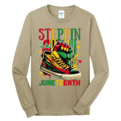 Stepping Into Juneteenth Afro Woman Black Sneakers Tall Long Sleeve T-Shirt