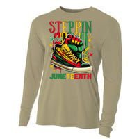 Stepping Into Juneteenth Afro Woman Black Sneakers Cooling Performance Long Sleeve Crew