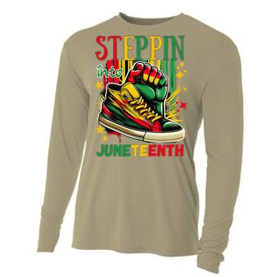 Stepping Into Juneteenth Afro Woman Black Sneakers Cooling Performance Long Sleeve Crew