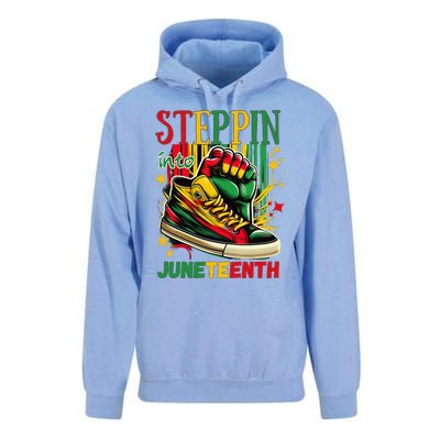 Stepping Into Juneteenth Afro Woman Black Sneakers Unisex Surf Hoodie