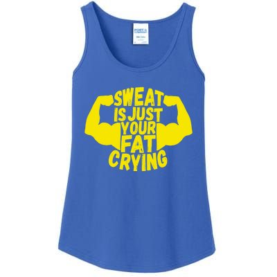 Sweat Is Just Your Fat Crying Funny Workout Gym Fitness Gift Ladies Essential Tank