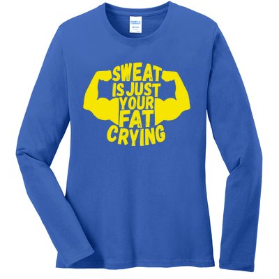 Sweat Is Just Your Fat Crying Funny Workout Gym Fitness Gift Ladies Long Sleeve Shirt